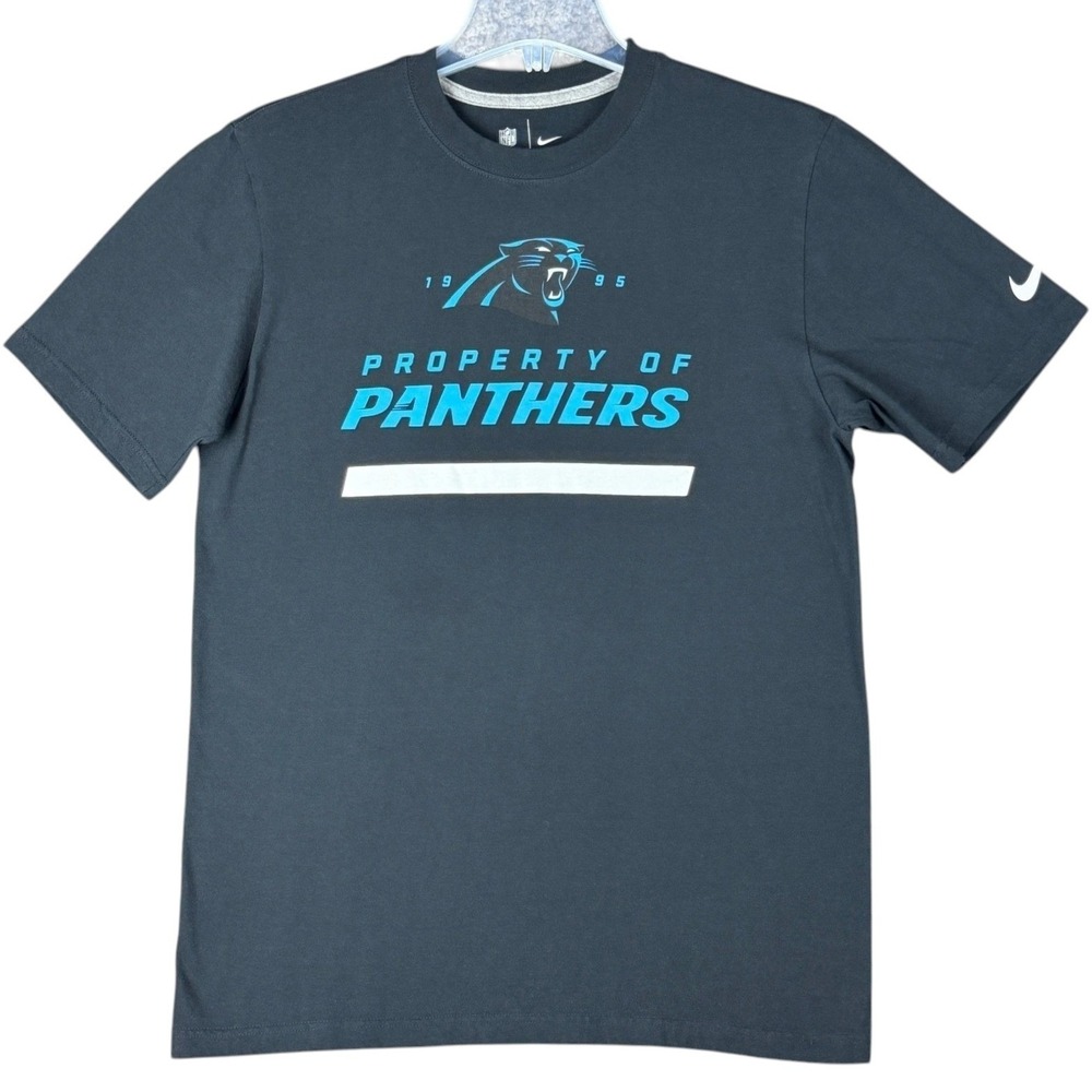 Nike Carolina Panthers Mens Medium NFL Team Apparel Black Graphic T-Shirt Casual